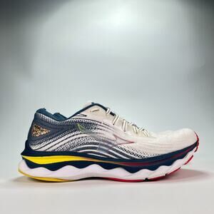 Mizuno Wave Sky 6 White Blue Lace Up Running Shoes J1GD220221 Women's Size 8.5